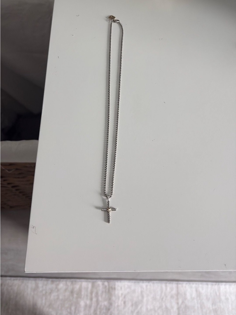 David Yurman Silver Cross Pendant Necklace